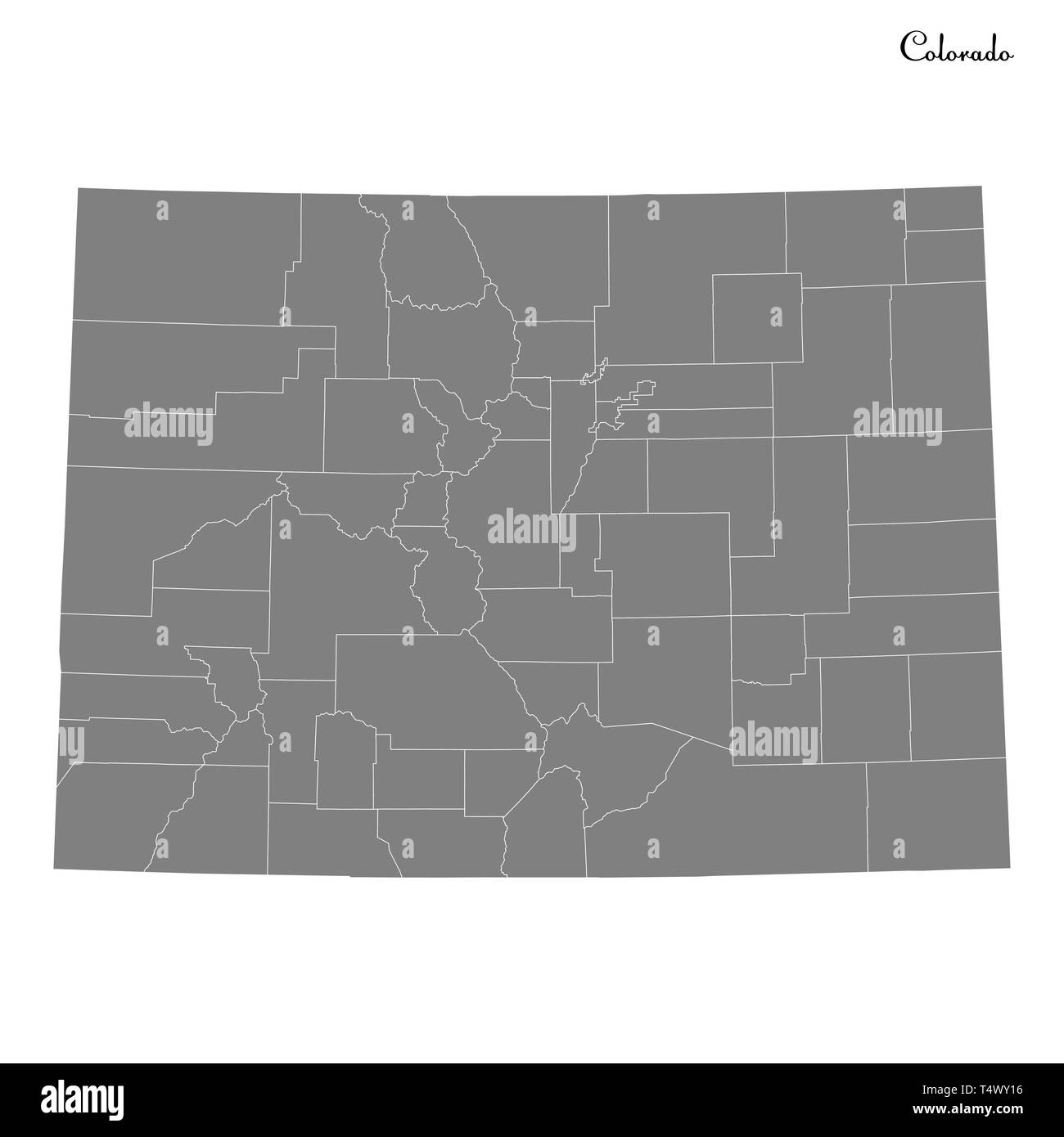 High Quality map of Colorado is a state of United States with borders of the counties Stock Vector