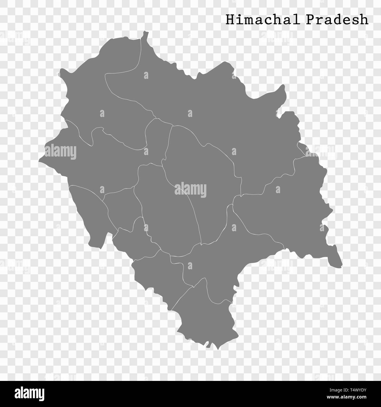 Himachal Pradesh Outline Map High Quality Map Of Himachal Pradesh Is A State Of India, With Borders Of  The Districts Stock Vector Image & Art - Alamy
