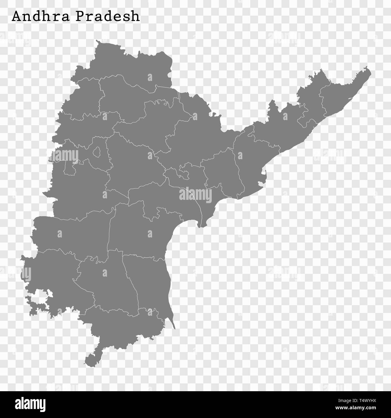 Andhra Pradesh And Telangana Map With Districts Map Of Andhra Pradesh High Resolution Stock Photography And Images - Alamy