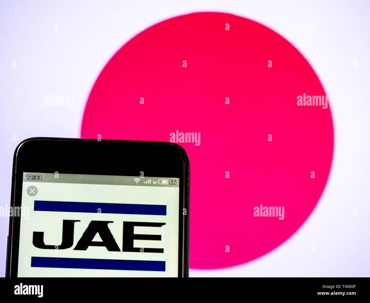 In this photo illustration a Japan Aviation Electronics Industry, Ltd