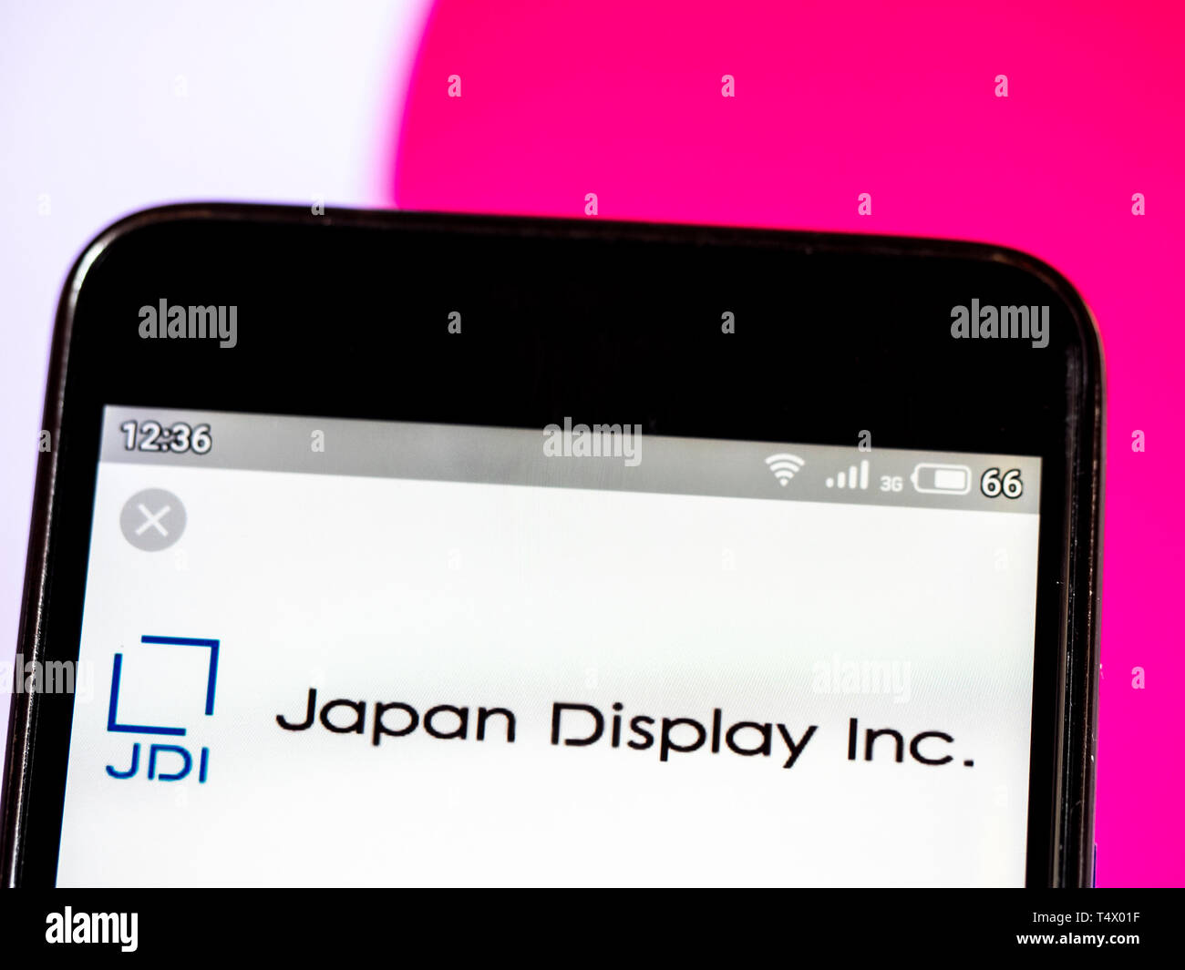 In this photo illustration a Japan Display Inc. seen displayed on a ...