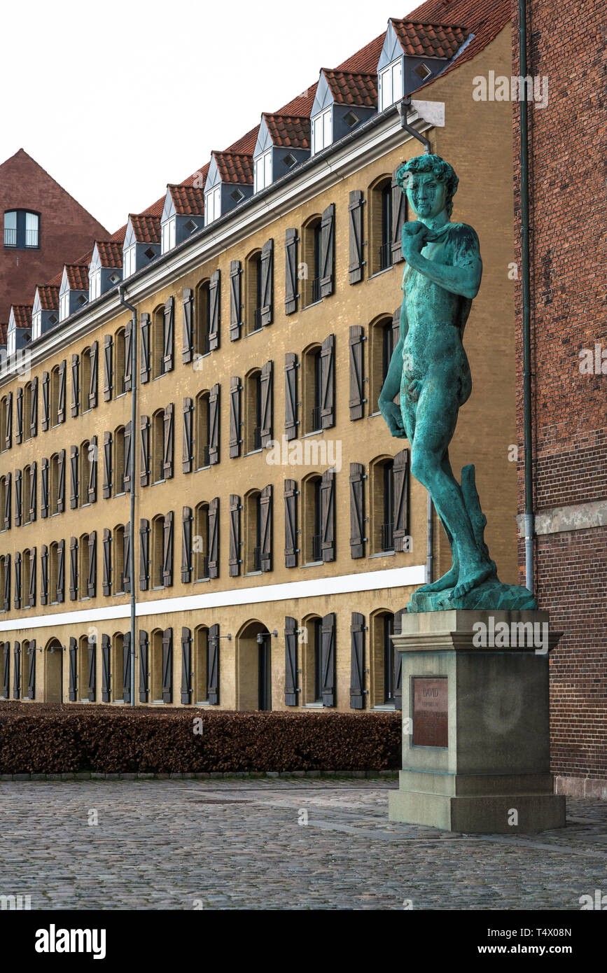 Replica of Michelangelo's David on Langelinie Promenade, Copenhagen, Denmark Stock Photo