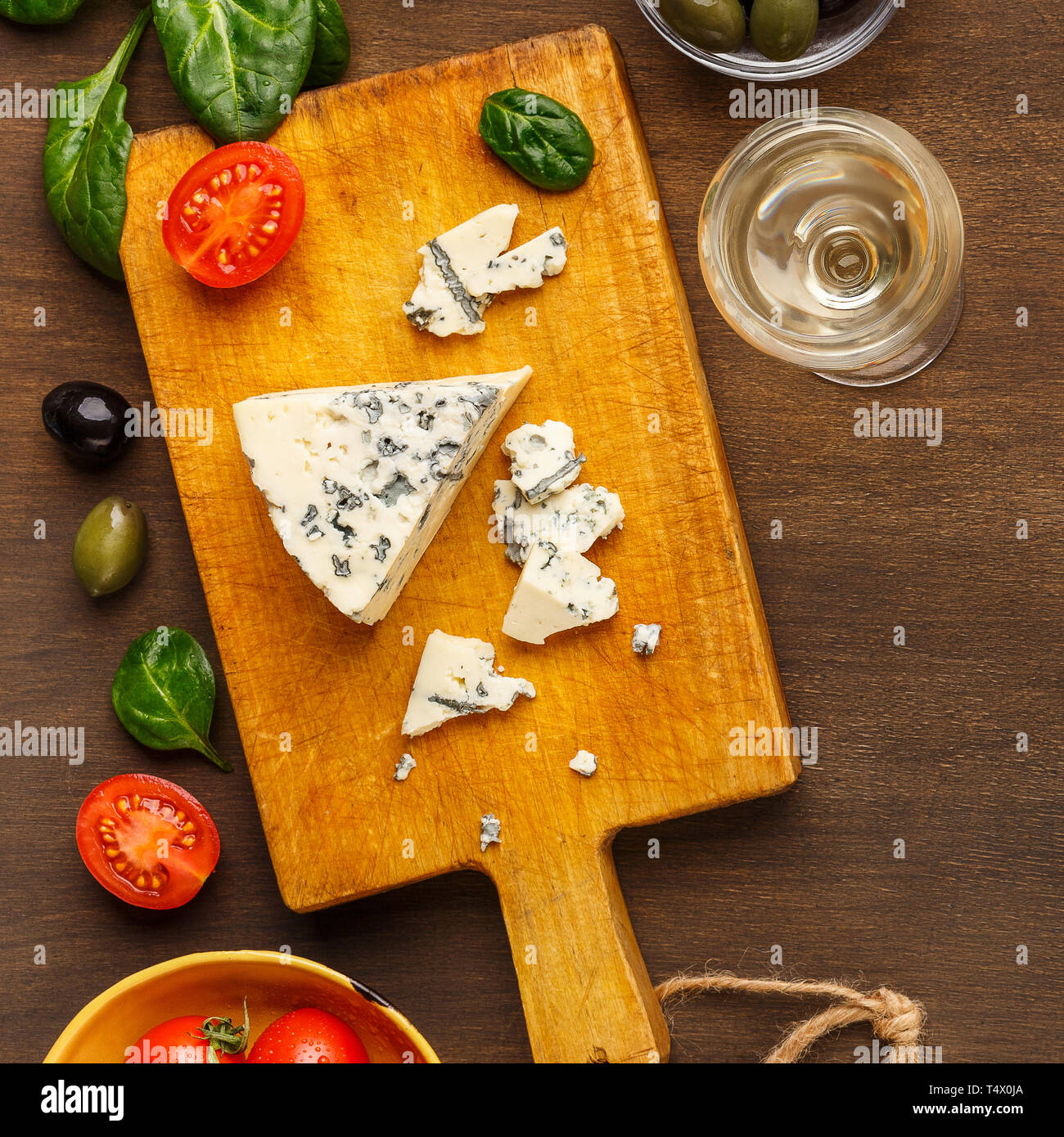 Blue cheese on board Stock Photo Alamy