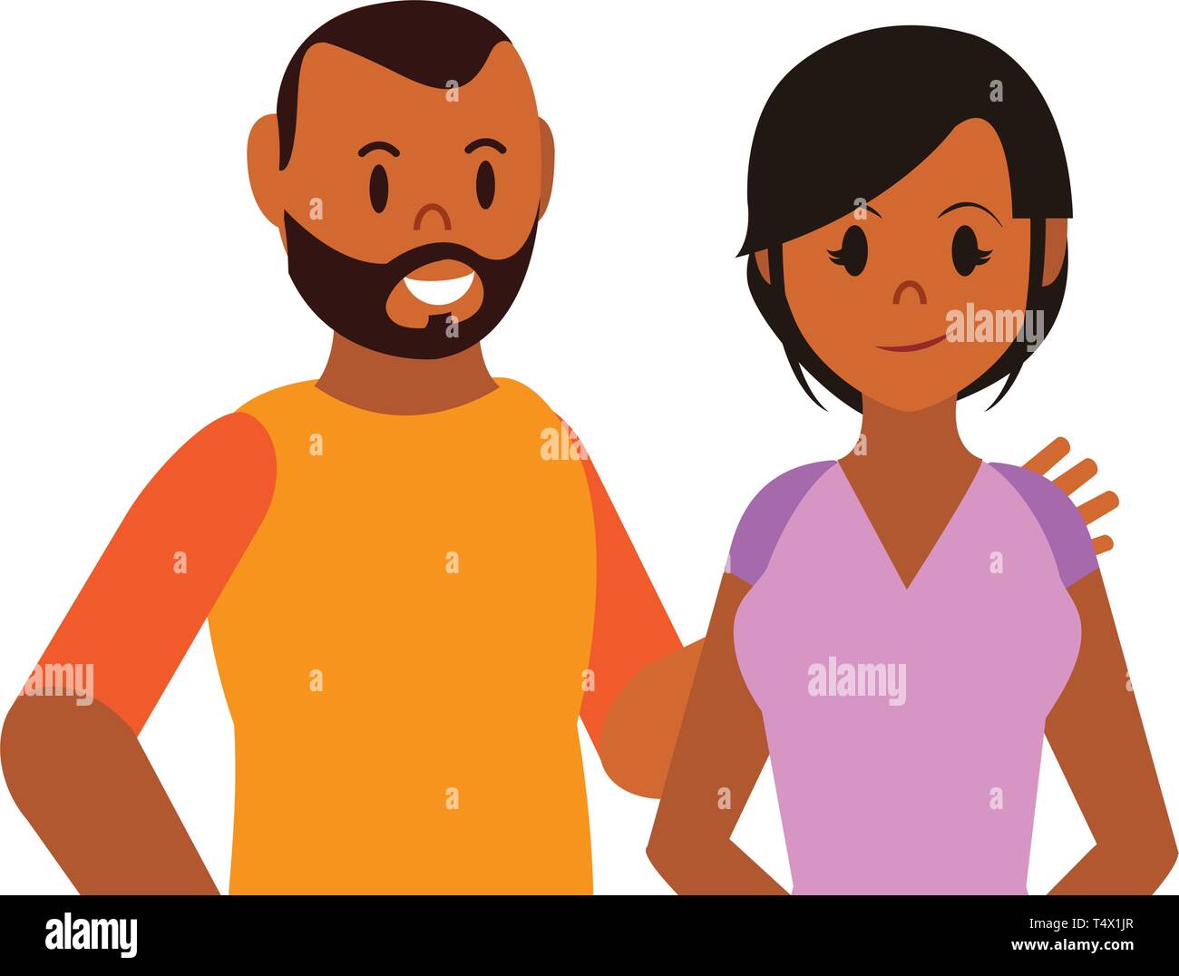 Couple woman and man smiling cartoon vector illustration graphic design ...