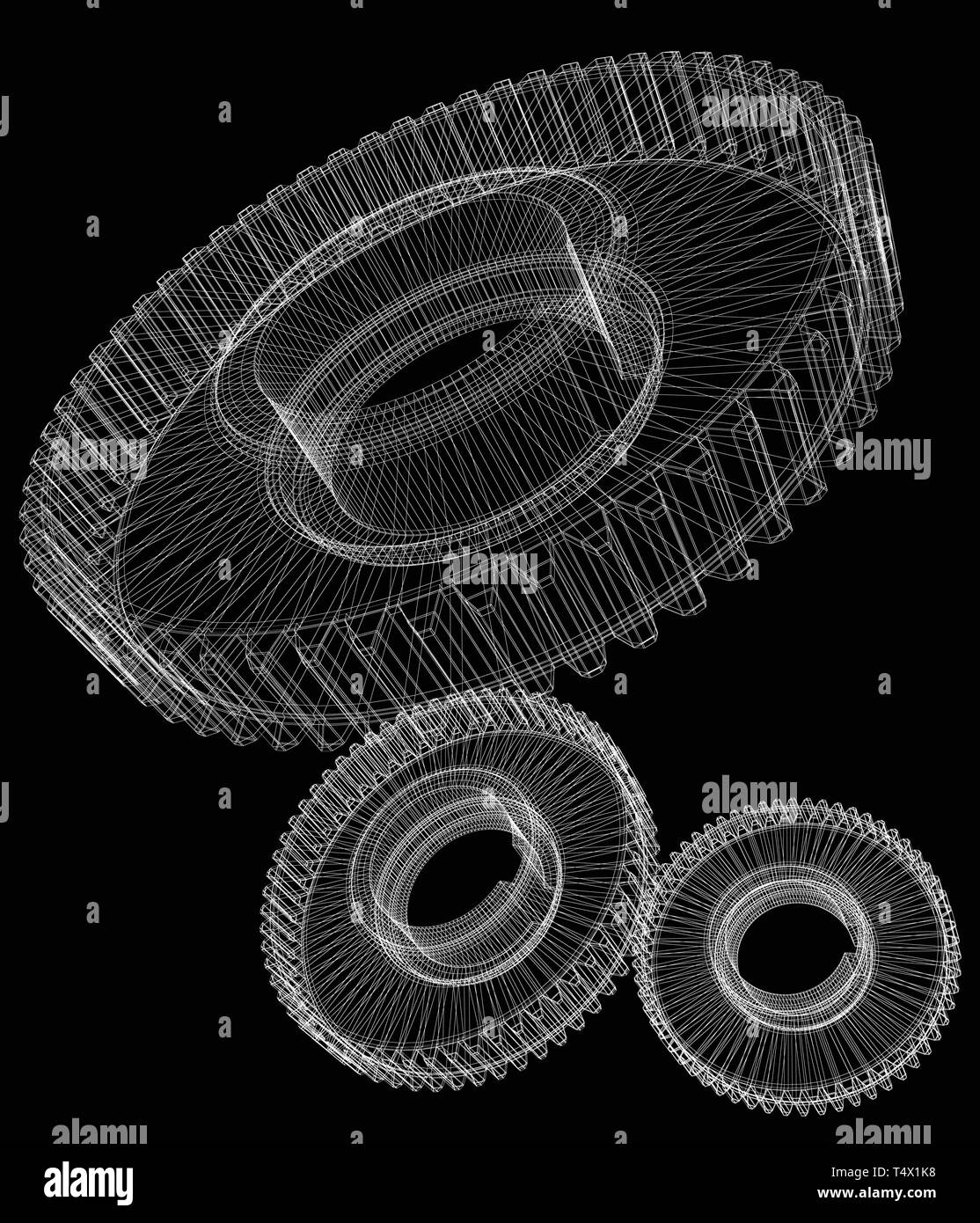 Gear set on black background Stock Photo - Alamy