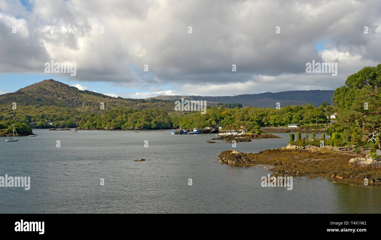 View of Glengarrif Harbour with Shrone Hill Stock Photo
