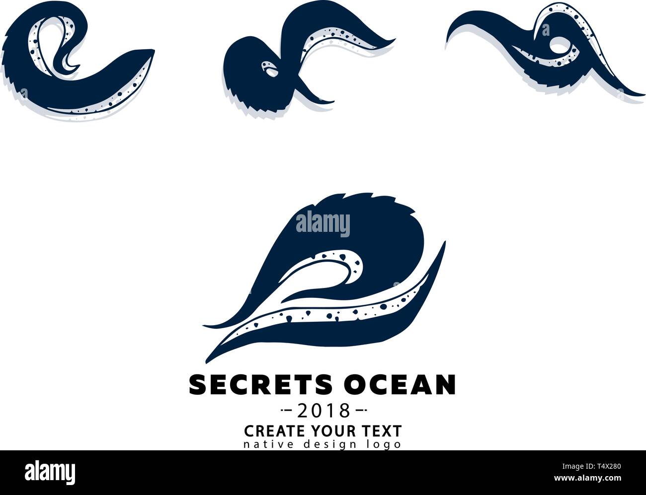 tentacles octopus drawing on white background Stock Vector