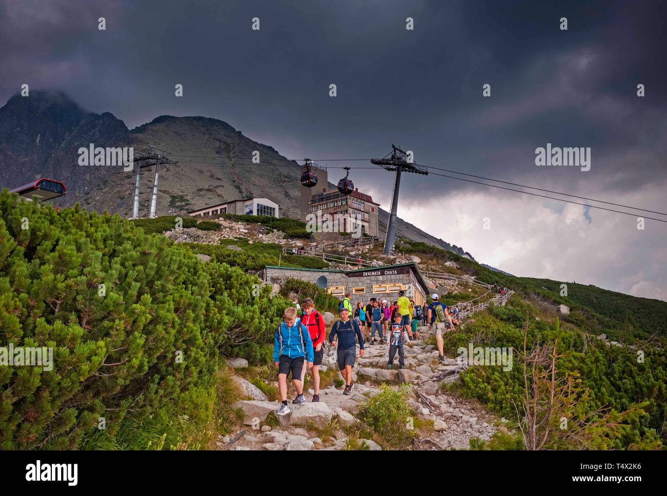 Hiking from Hrebienok to Skalnaté pleso Stock Photo - Alamy