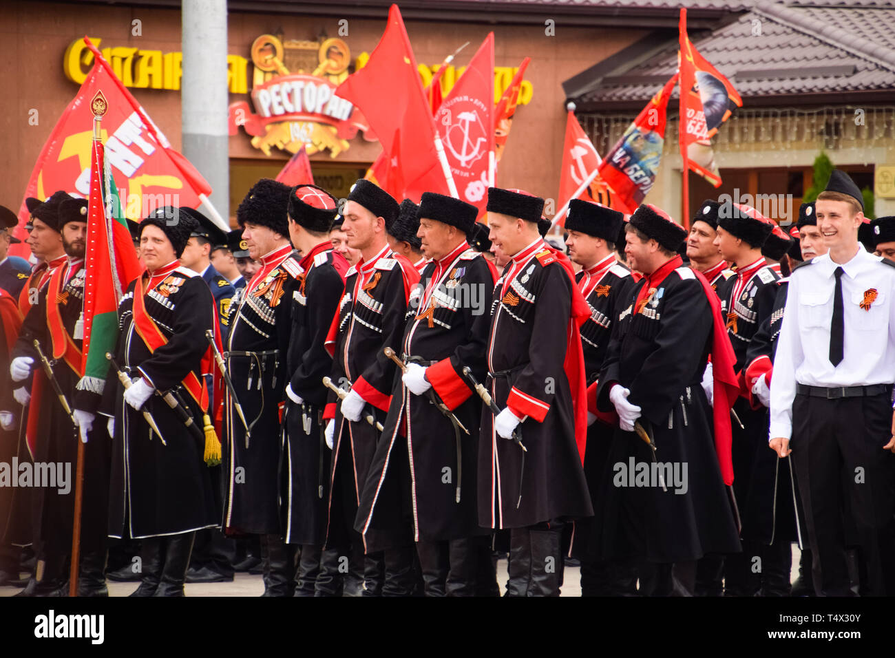 SlavyanskonKuban, Russia May 9, 2018 Festive parade on May 9 in