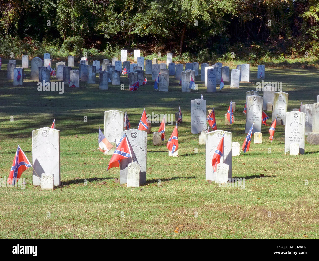 Gravestones for known and unknown Confederate soldiers, Richmond, Virginia, US, 2017. Stock Photo
