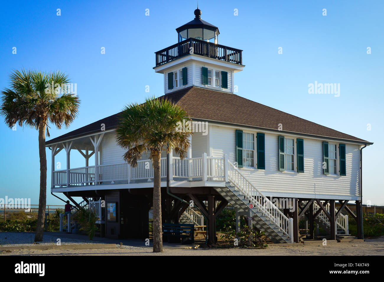 The  historical Port Boca Grande Lighthouse and Museum building, built in 1890 in Boca Grande, FL on Gasparilla Island Stock Photo