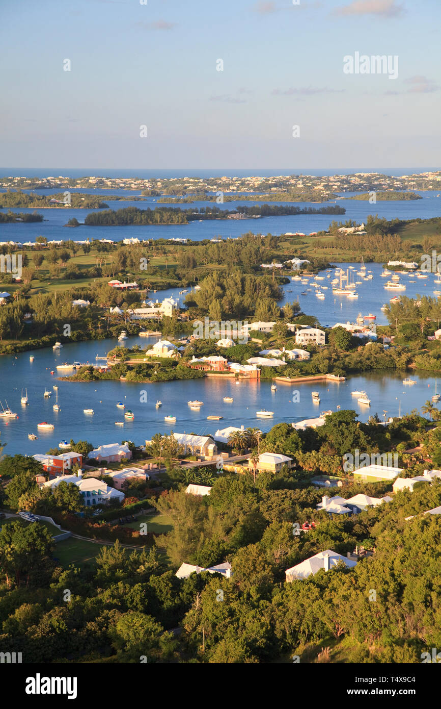 Bermuda, Southampton Parish, Gibbs Hill lighthouse, view from Gibbs Hill overlooking Southampton Parish Stock Photo