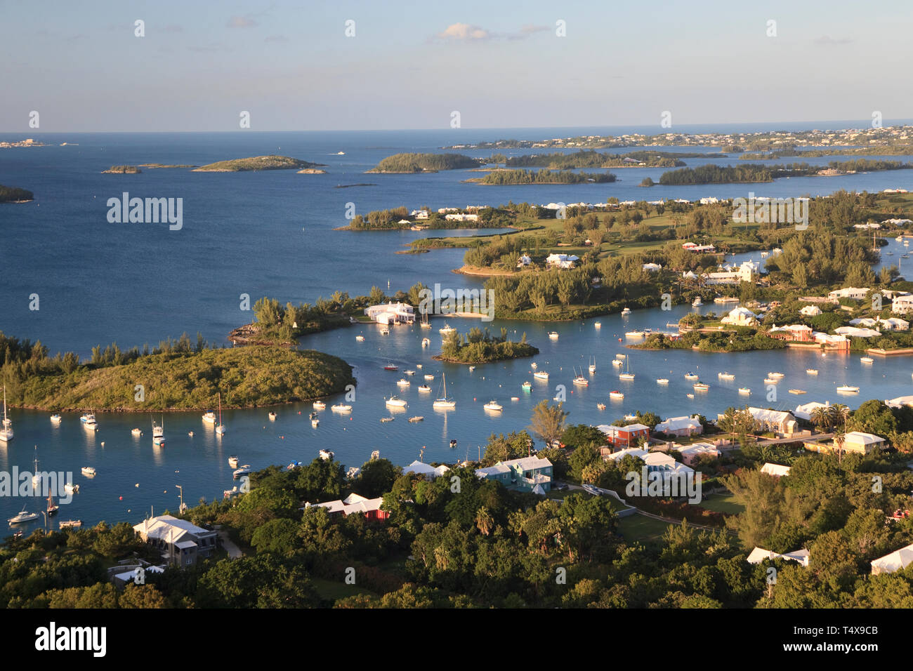 Bermuda, Southampton Parish, Gibbs Hill lighthouse, view from Gibbs Hill overlooking Southampton Parish Stock Photo