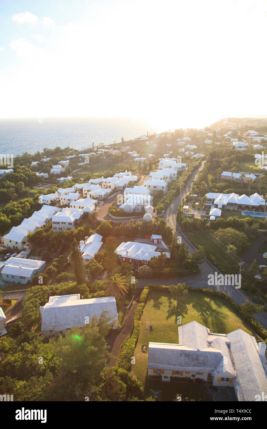 Bermuda, Southampton Parish, Gibbs Hill lighthouse, view from Gibbs Hill overlooking Southampton Parish Stock Photo