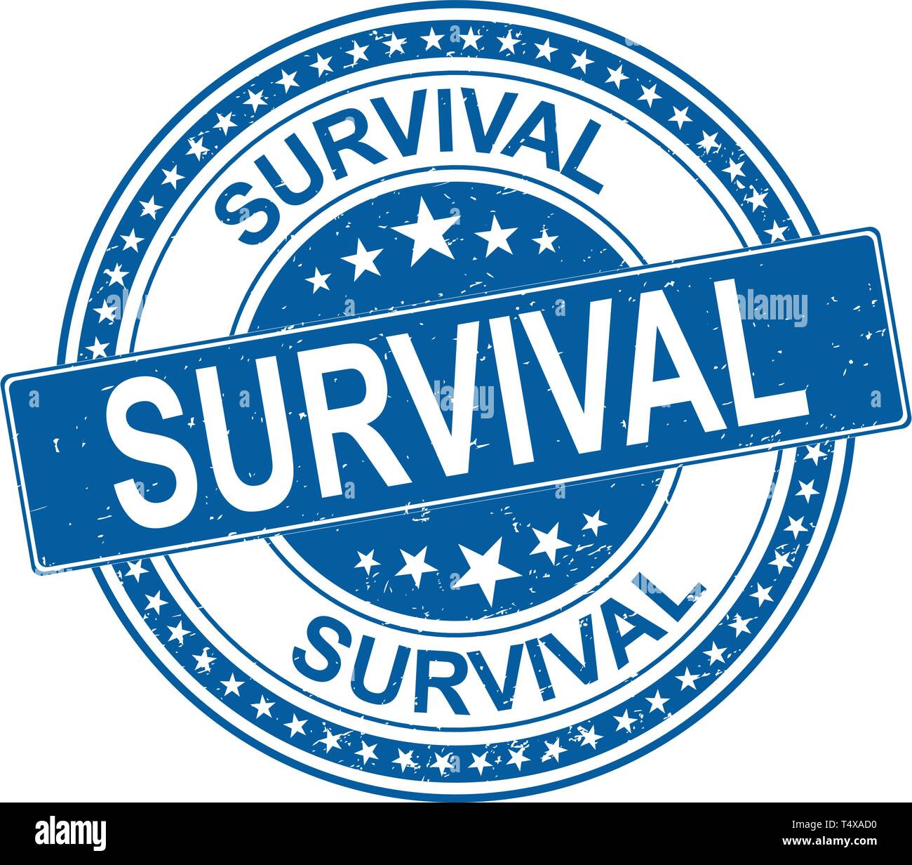 blue survival web rubber stamp with stars Stock Vector