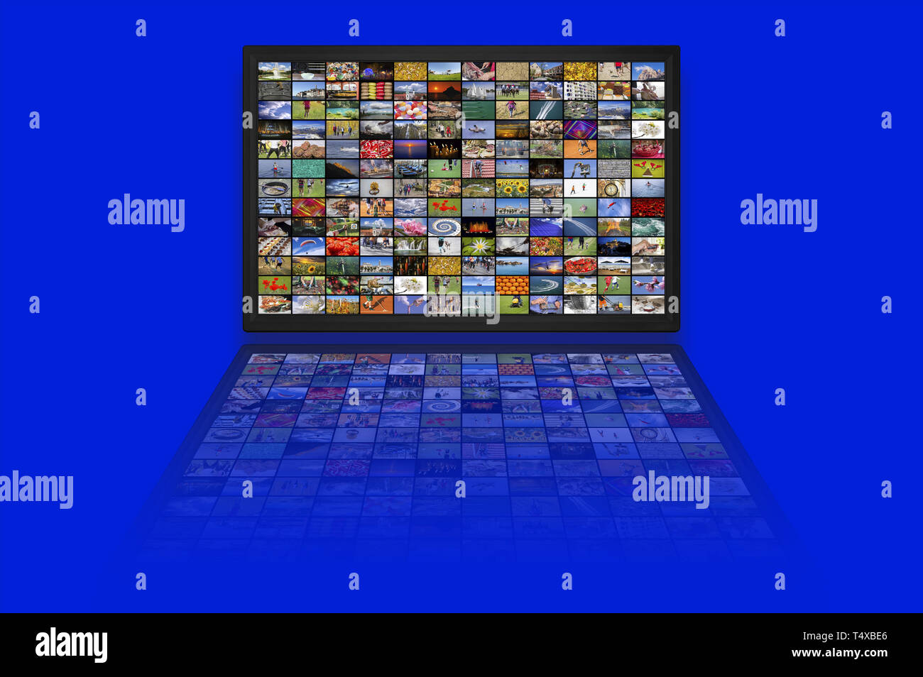 LCD TV panels as Video wall with colorful images Stock Photo