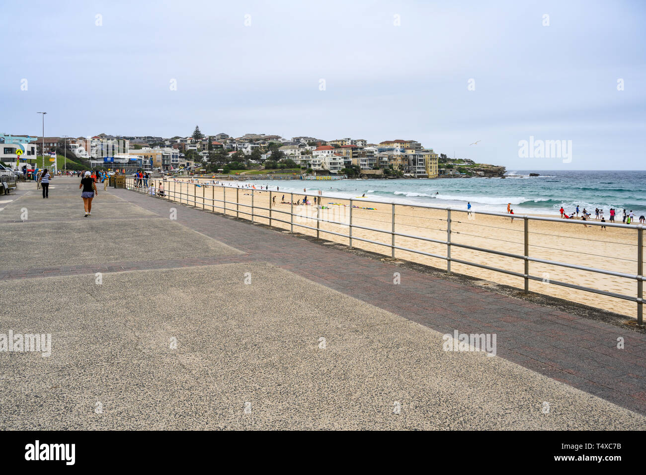 View to the north end of Bondi Beach, Sydney, Australia.  It is in the suburb of Bondi and is popular with locals and tourists. Stock Photo