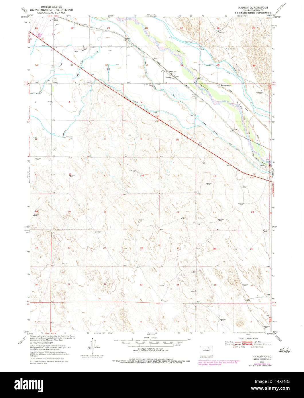 USGS TOPO Map Colorado CO Hardin - Usgs Topo Map Colorado Co Hardin 233227 1950 24000 Restoration T4XFNG 