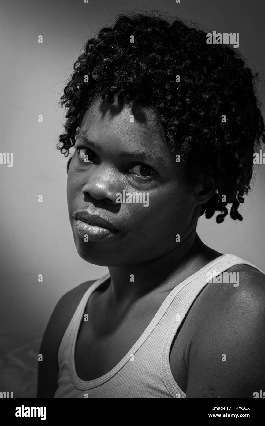 Woman dark curly Black and White Stock Photos & Images - Alamy