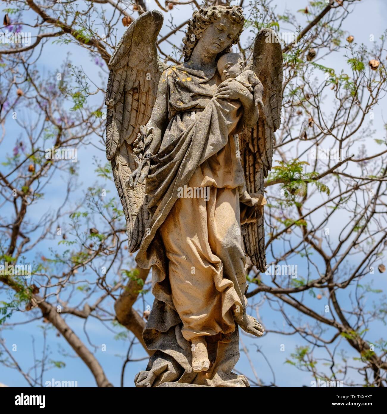 Angel de la sepultura de Eusèbia Sastre, obra de Marc llinàs, Cementerio Municipal de Palma, Mallorca, balearic islands, Spain. Stock Photo
