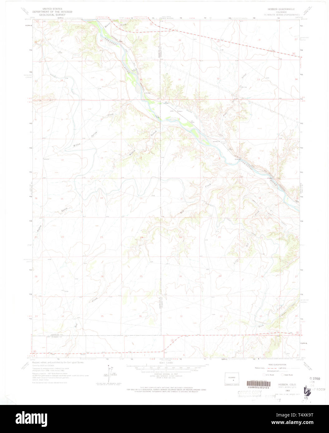 USGS TOPO Map Colorado CO Hobson - Usgs Topo Map Colorado Co Hobson 450756 1963 24000 Restoration T4XK9T 