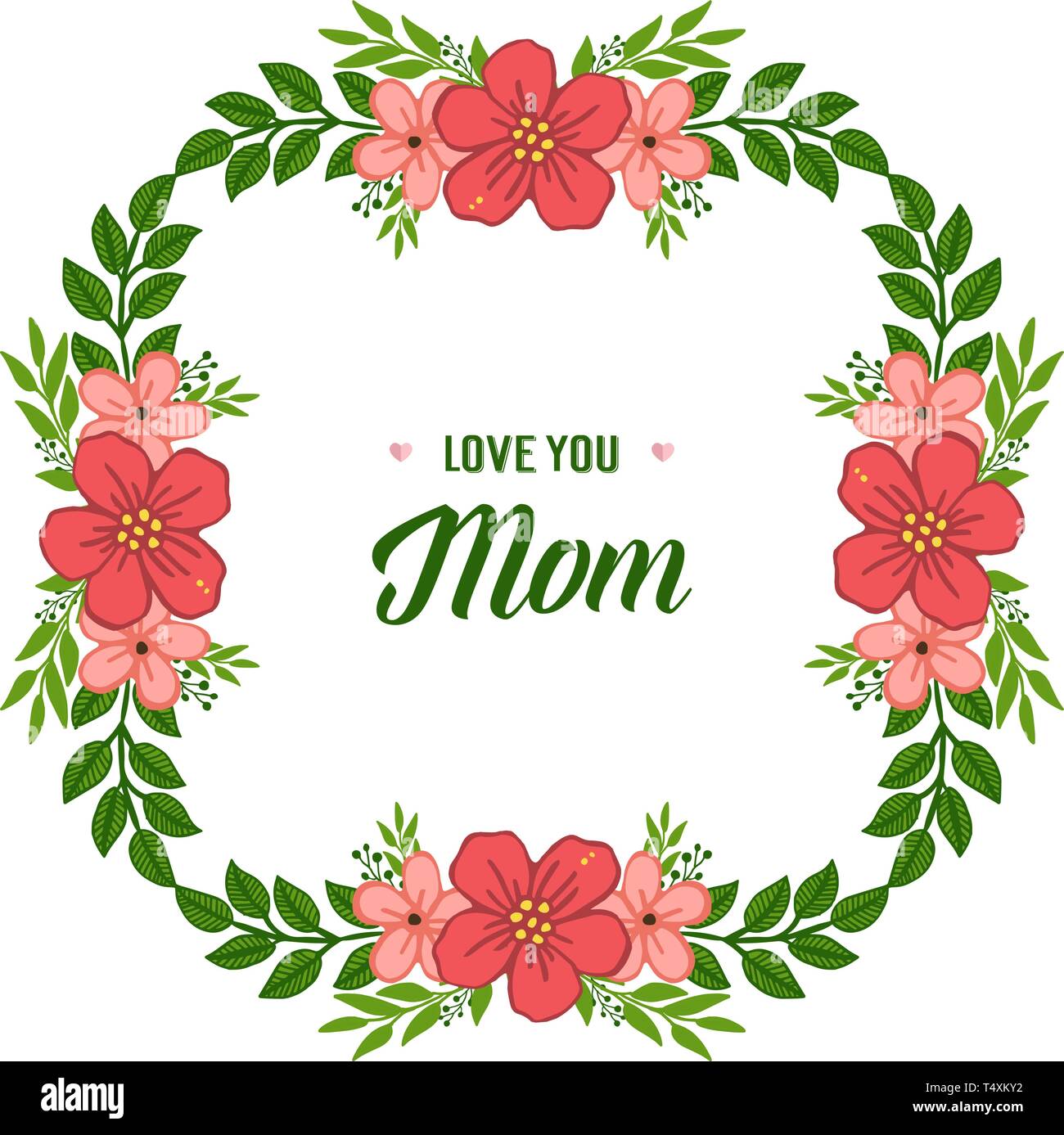 Vector illustration banner i love you mom for orange flower frame ...