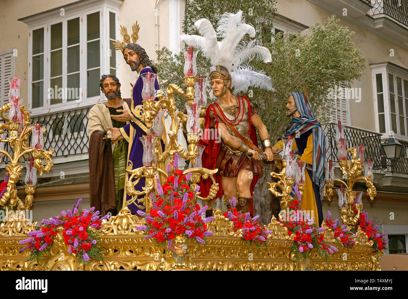 Holy Week. Brotherhood of the Prendimiento (capture of Jesus). Cadiz. Region of Andalusia. Spain. Europe Stock Photo