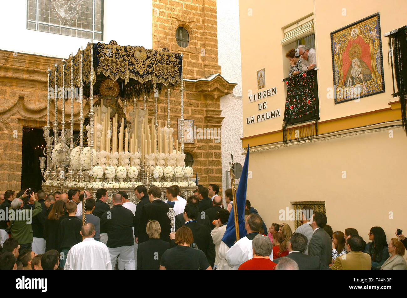 Holy Week. Brotherhood of La Palma. 'Paso' of the Virgin. Cadiz. Region of Andalusia. Spain. Europe Stock Photo