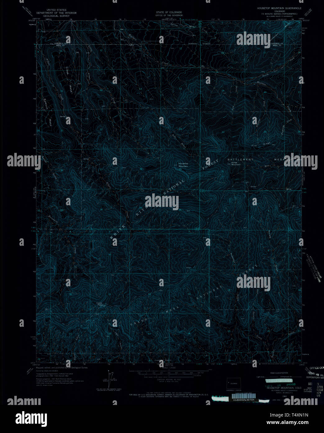 USGS TOPO Map Colorado CO Housetop - Usgs Topo Map Colorado Co Housetop Mountain 450724 1962 24000 Inverted Restoration T4XN1N 