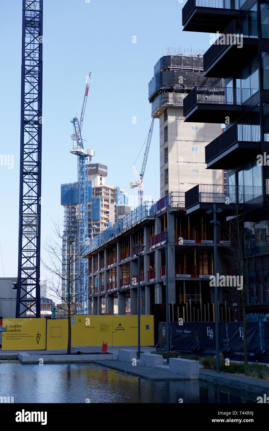 Construction of skyscrapers in Nine Elms, London Stock Photo Alamy