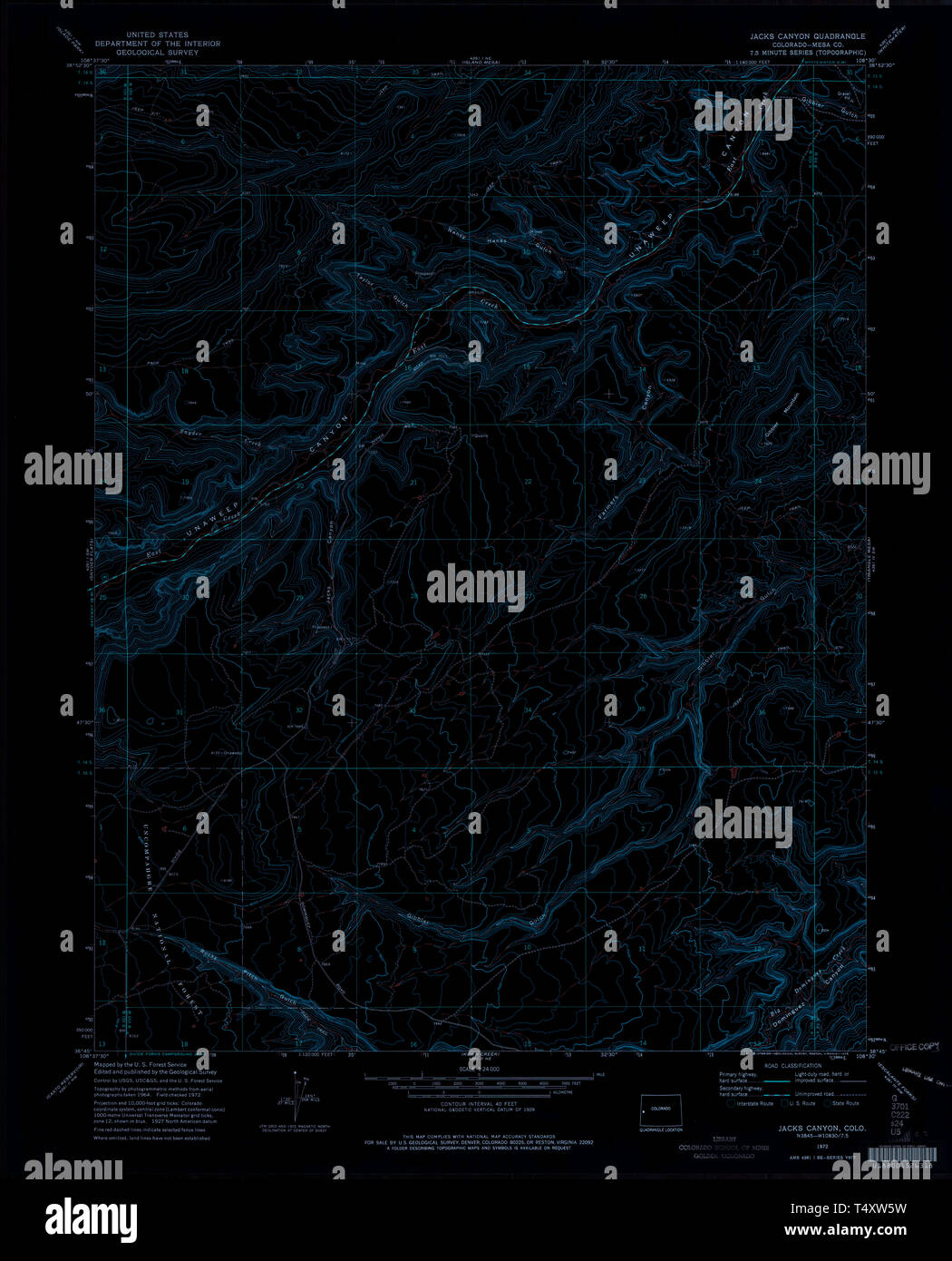 USGS TOPO Map Colorado CO Jacks - Usgs Topo Map Colorado Co Jacks Canyon 401282 1972 24000 Inverted Restoration T4XW5W 