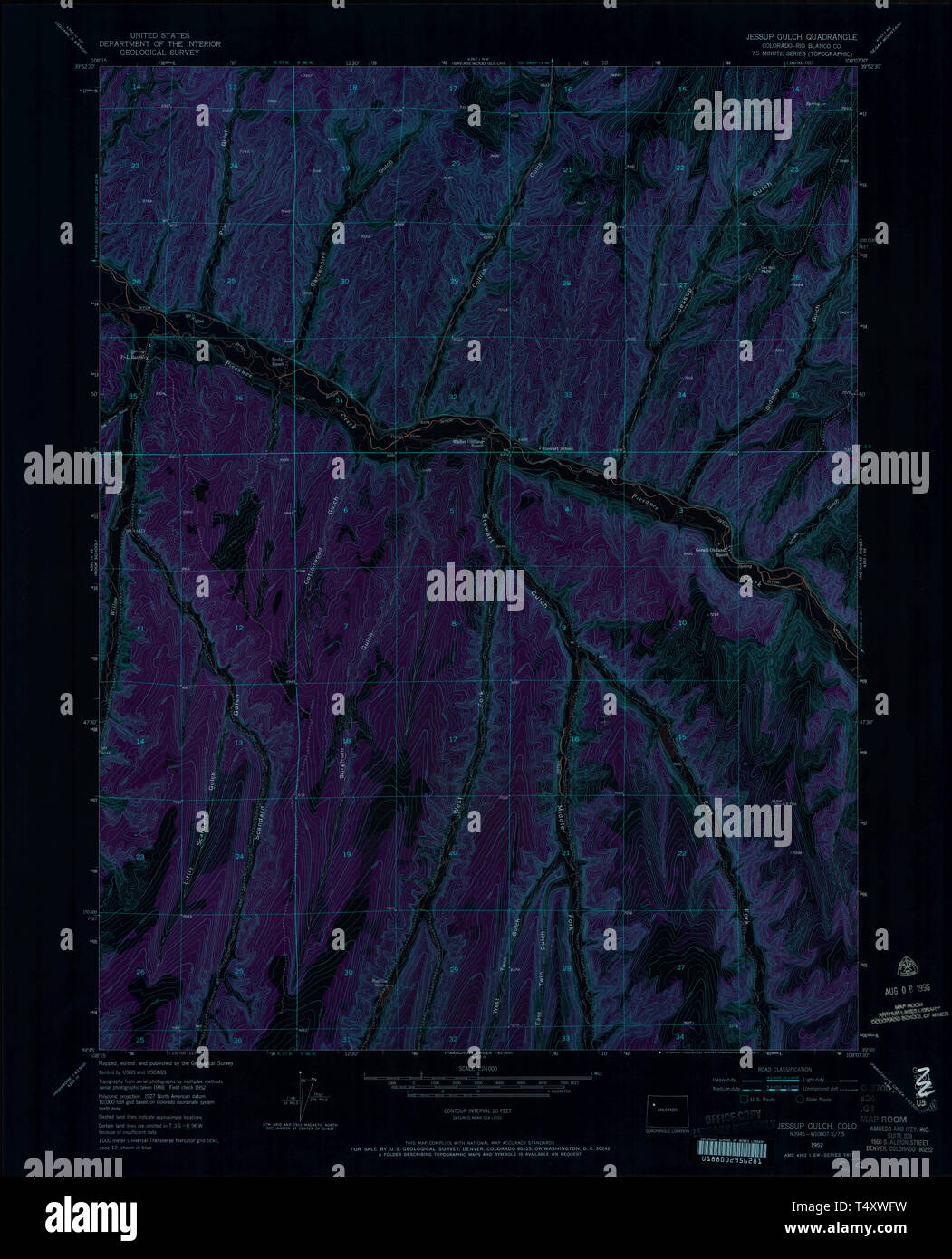USGS TOPO Map Colorado CO Jessup - Usgs Topo Map Colorado Co Jessup Gulch 401294 1952 24000 Inverted Restoration T4XWFW 
