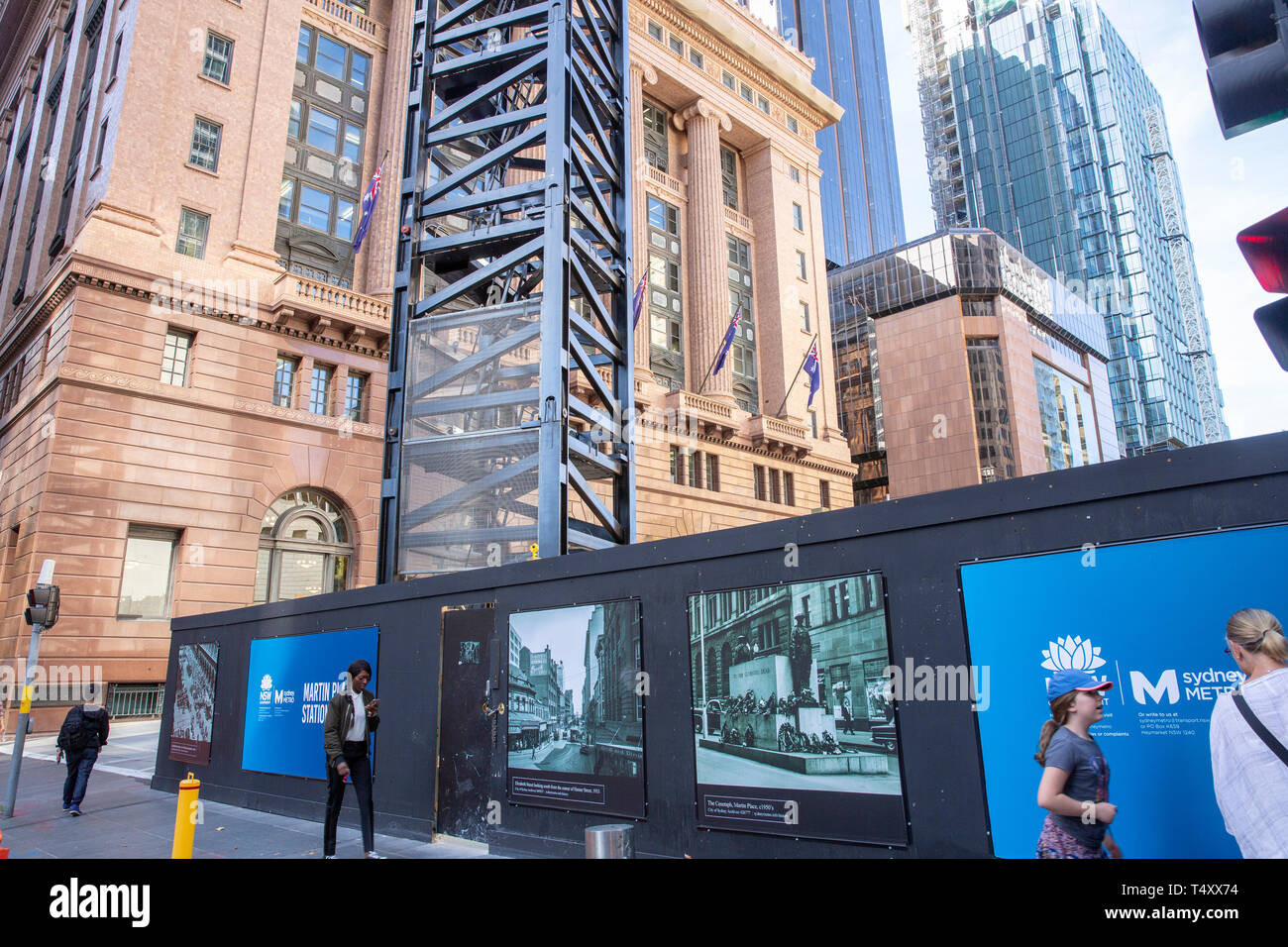 Construction of Sydney Metro public transport project and Martin Place rail station,Sydney,Australia Stock Photo