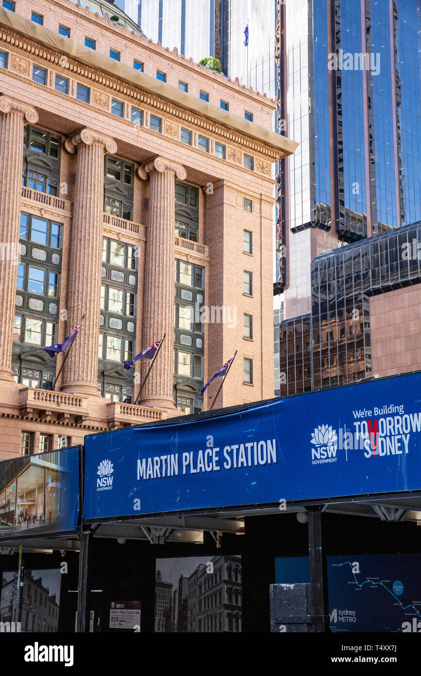 Sydney metro project, construction of Martin Place railway station in Sydney city centre