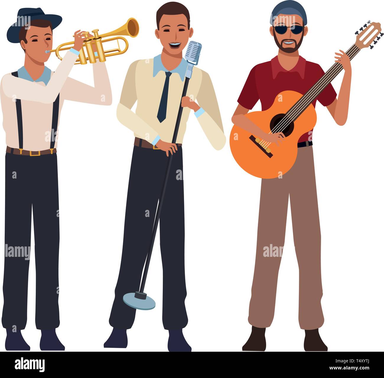musician playing trumpet guitar and singing Stock Vector Image & Art ...