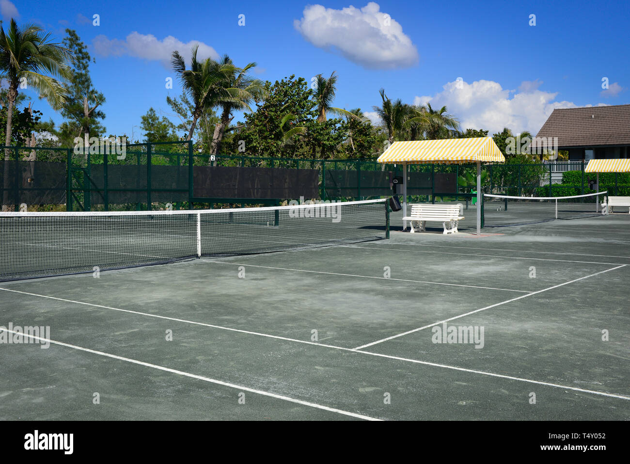 The Har-Tru Green Clay tennis courts at the Gasparilla Inn & Club in Boca Grande, FL, on Gasparilla Island Stock Photo