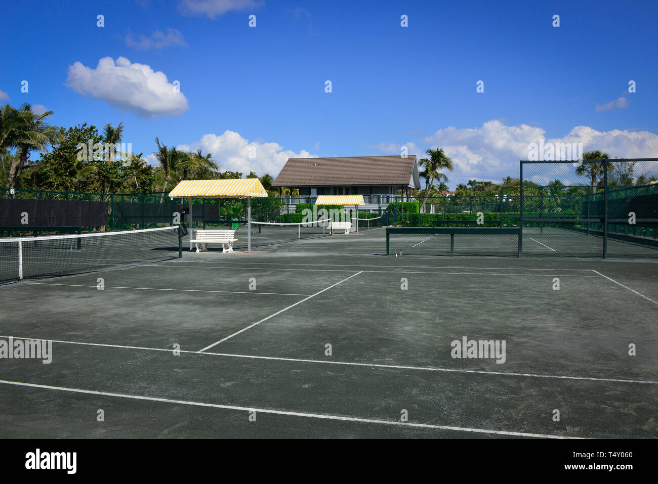 The Har-Tru Green Clay tennis courts at the Gasparilla Inn & Club in Boca Grande, FL, on Gasparilla Island Stock Photo