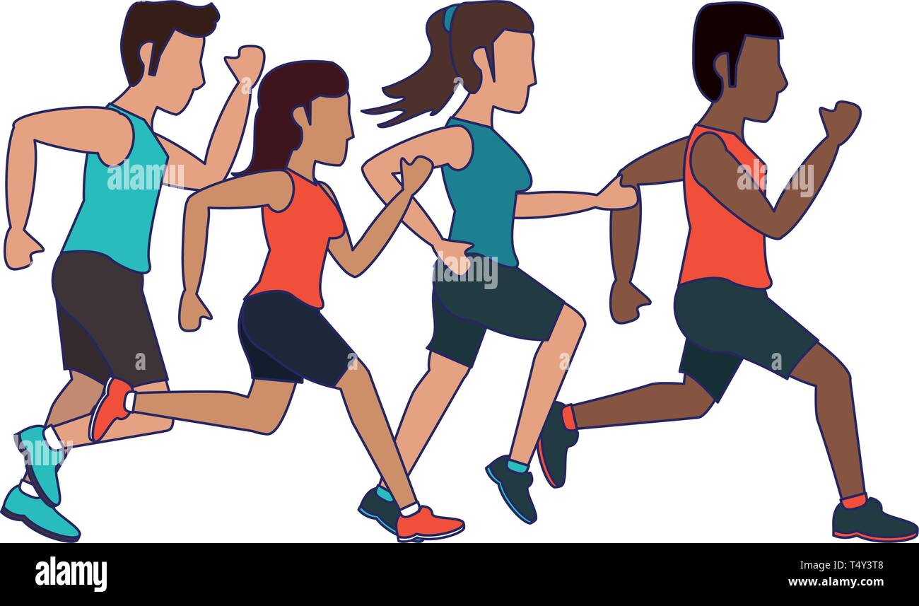 Fitness people running blue lines Stock Vector Image & Art - Alamy