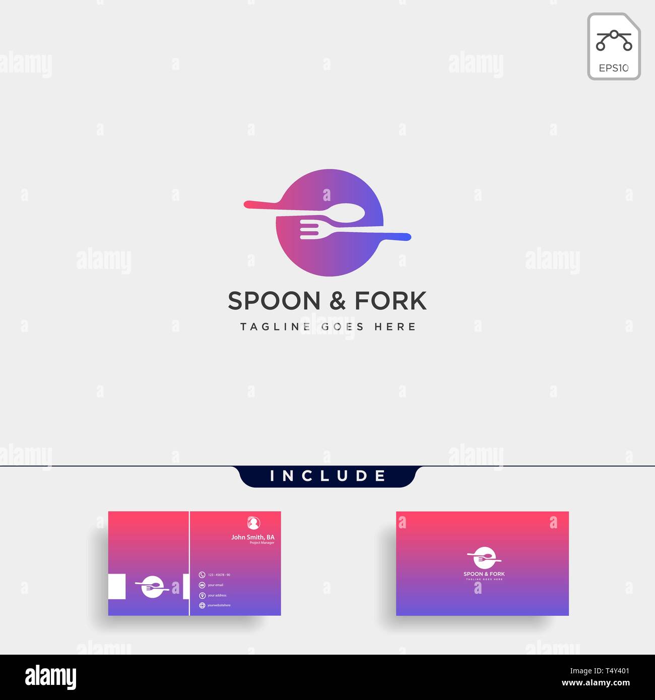 food equipment spoon fork logo template vector illustration icon element - vector file Stock Vector