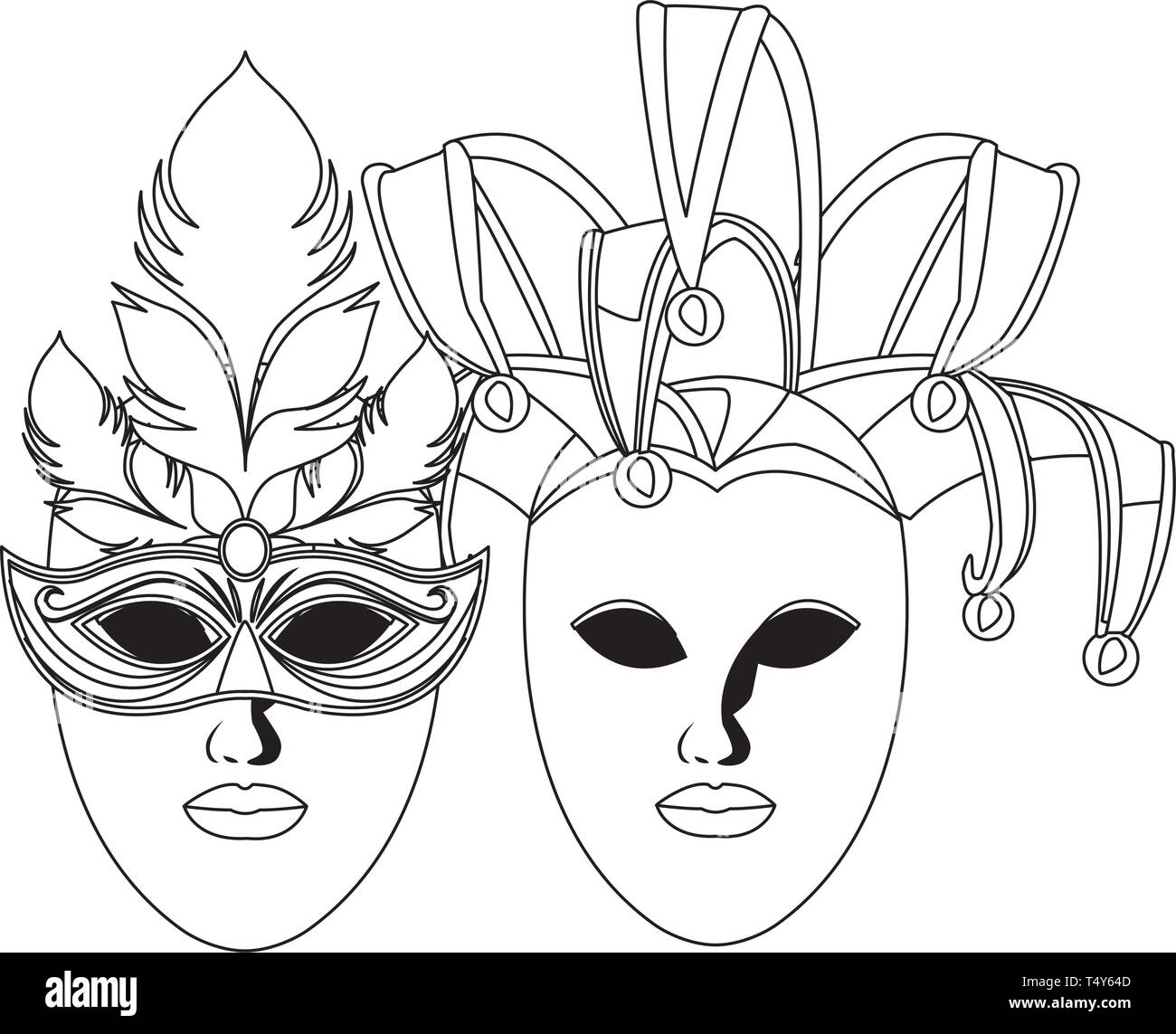 masks and feathers black and white Stock Vector Image & Art - Alamy