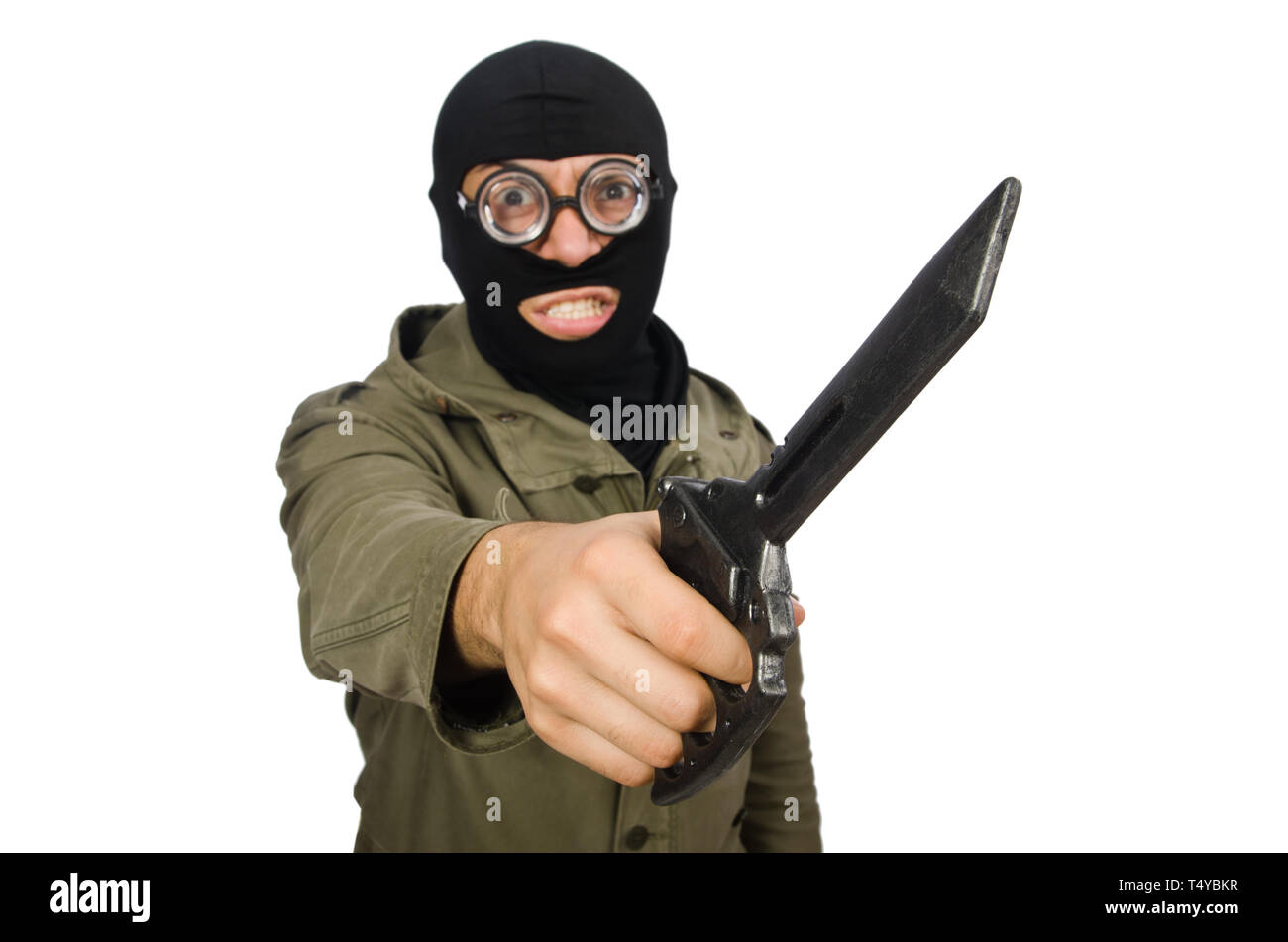 Criminal wearing mask isolated on white Stock Photo - Alamy