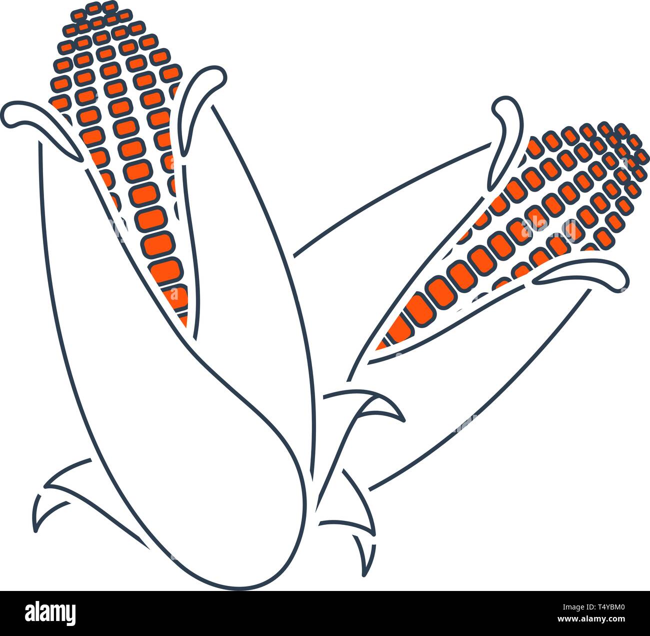 Corn Icon. Thin Line With Red Fill Design. Vector Illustration Stock ...