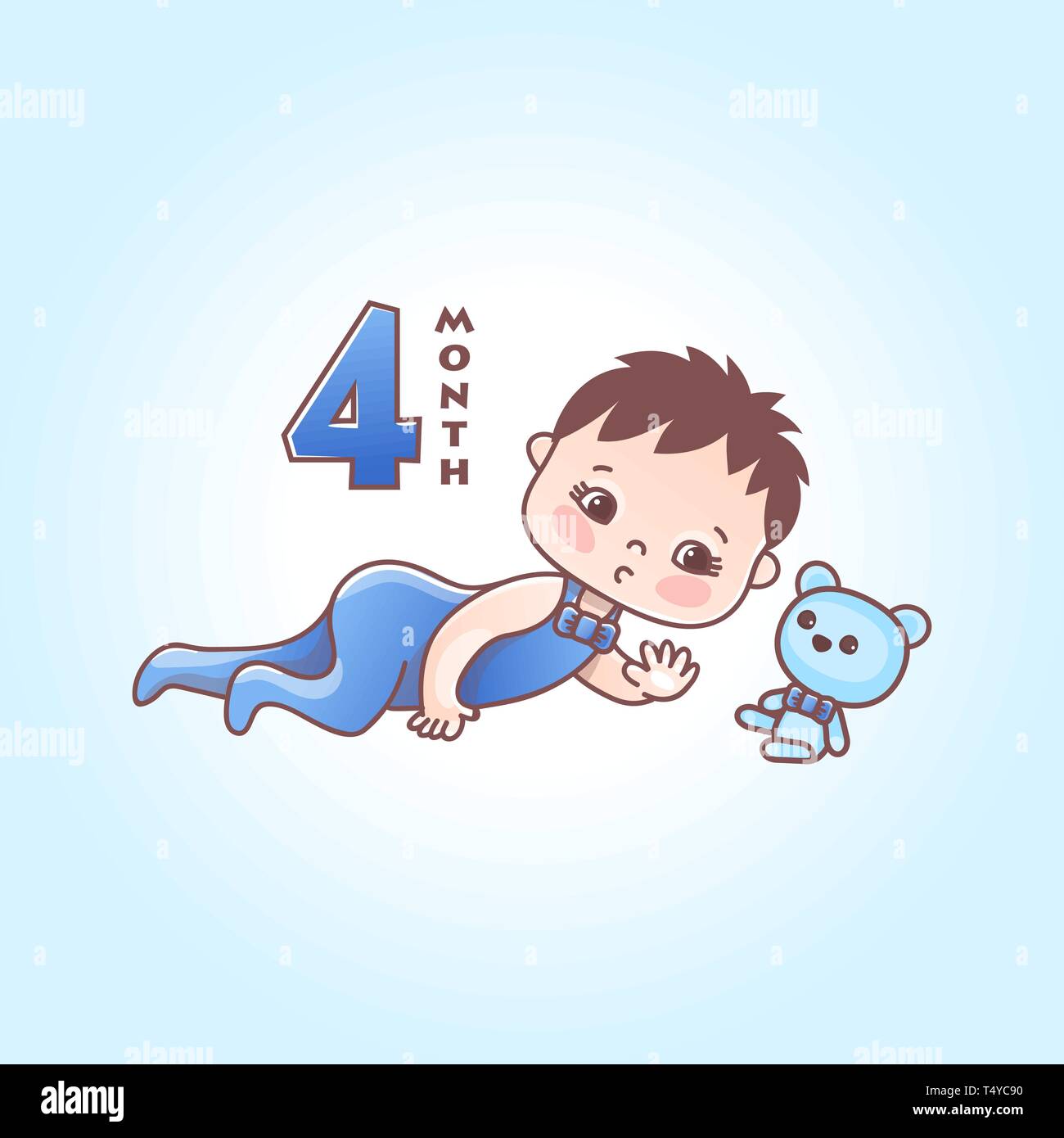 Little baby boy. The four months of a baby. Vector Illustration ...