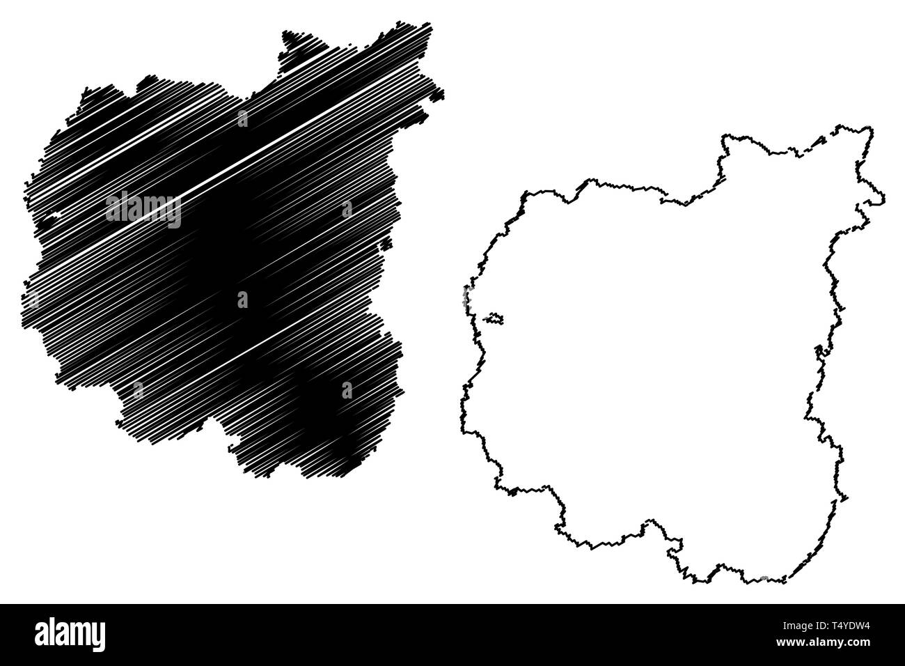 Chernihiv Oblast (Administrative divisions of Ukraine, Oblasts of Ukraine) map vector illustration, scribble sketch Chernihivshchyna map Stock Vector