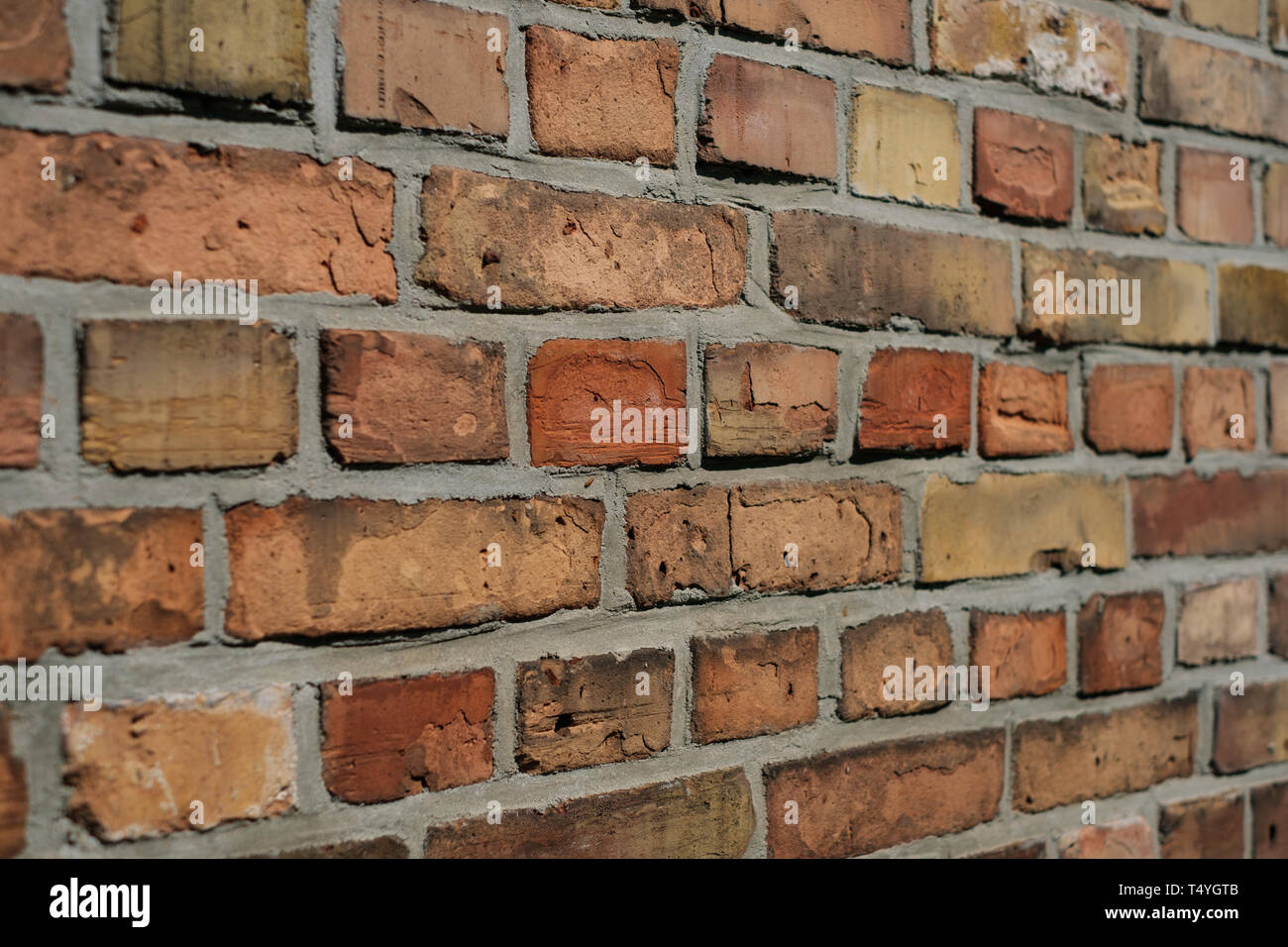 brick wall background - brick stones perspective, closeup - Stock Photo