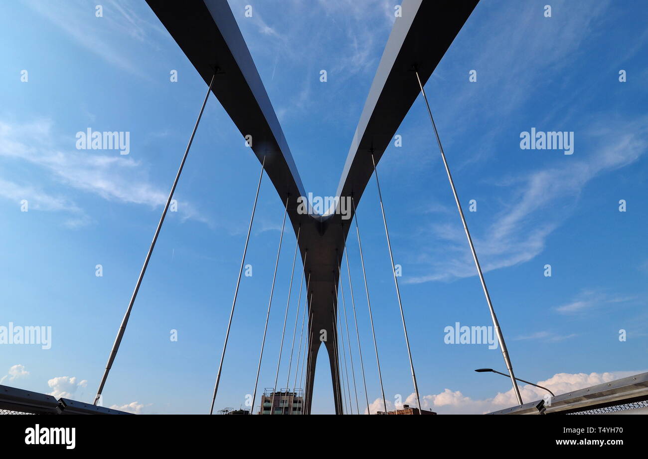 Milano Portello, new modern bridge in modern area Portello designed  by architect Gino Valle Stock Photo