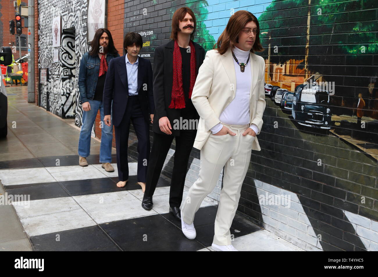 Liverpool, uk CAST OF LET IT BE AT ABBEY ROAD PHOTOSHOOT CREDIT IAN ...