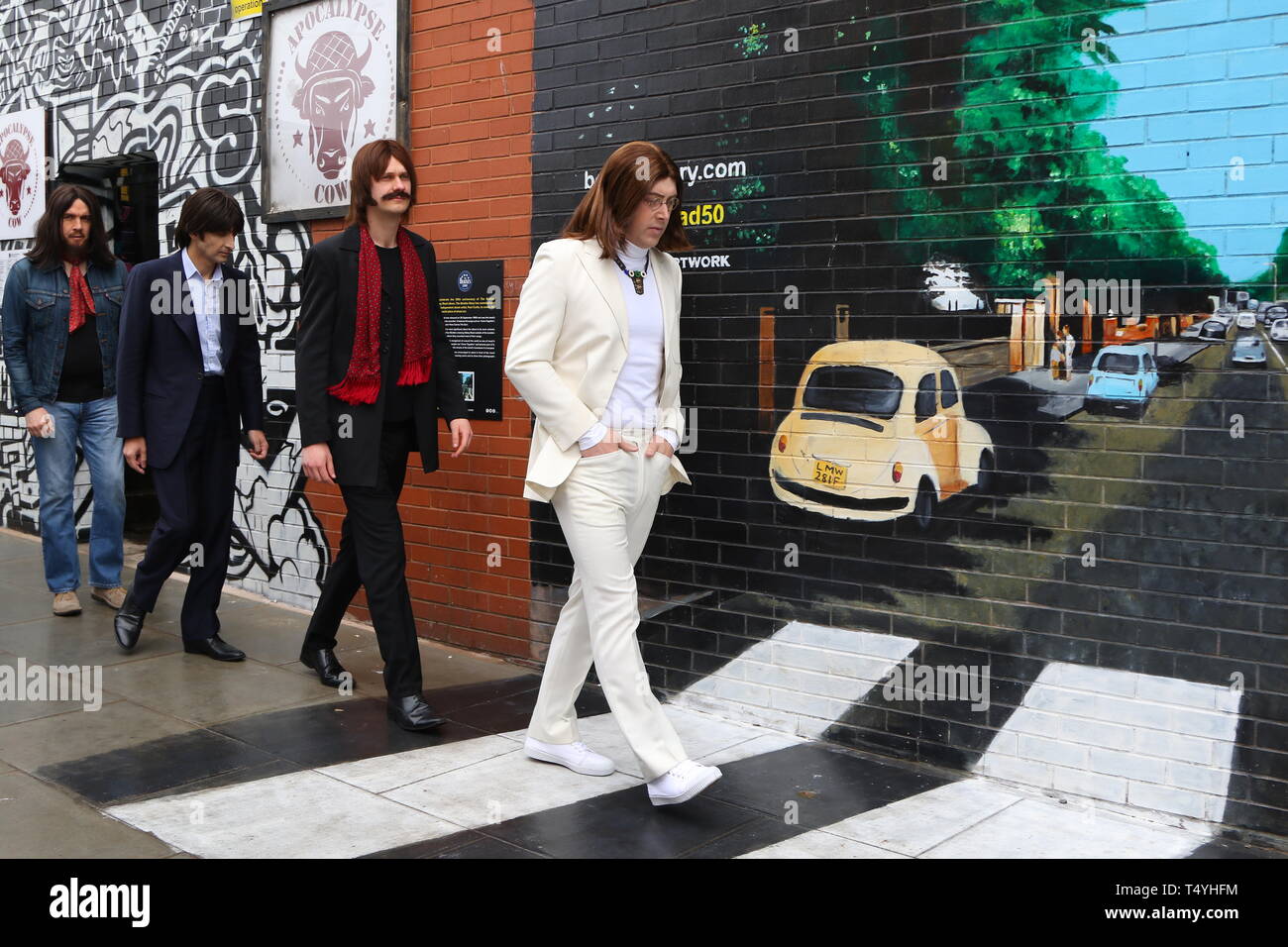 Liverpool, uk CAST OF LET IT BE AT ABBEY ROAD PHOTOSHOOT CREDIT IAN