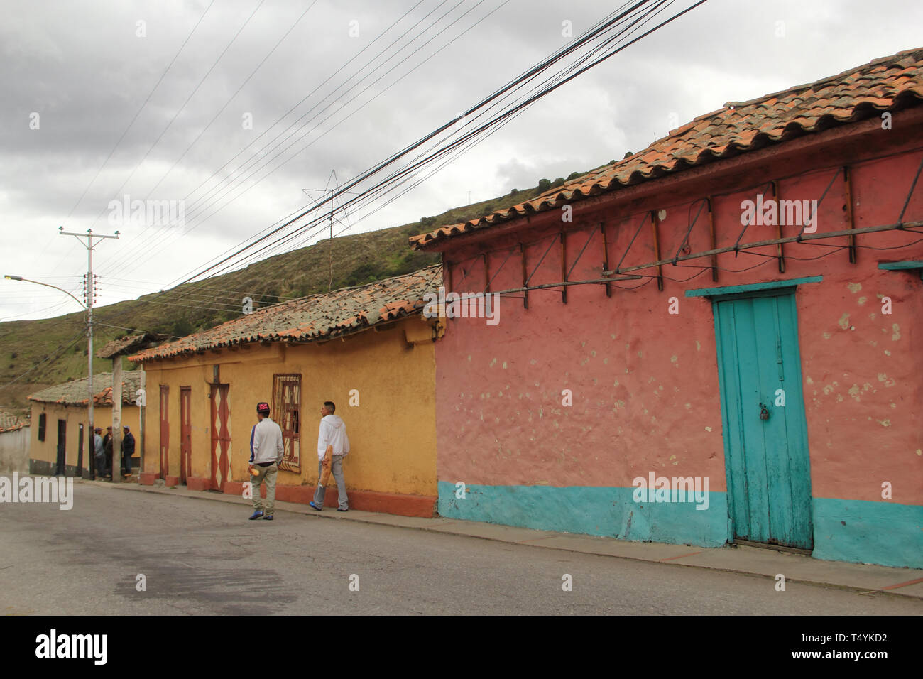 Merida, Venezuela - April 7, 2017: View rural houses and San Rafael de Mucuchies town. Stock Photo