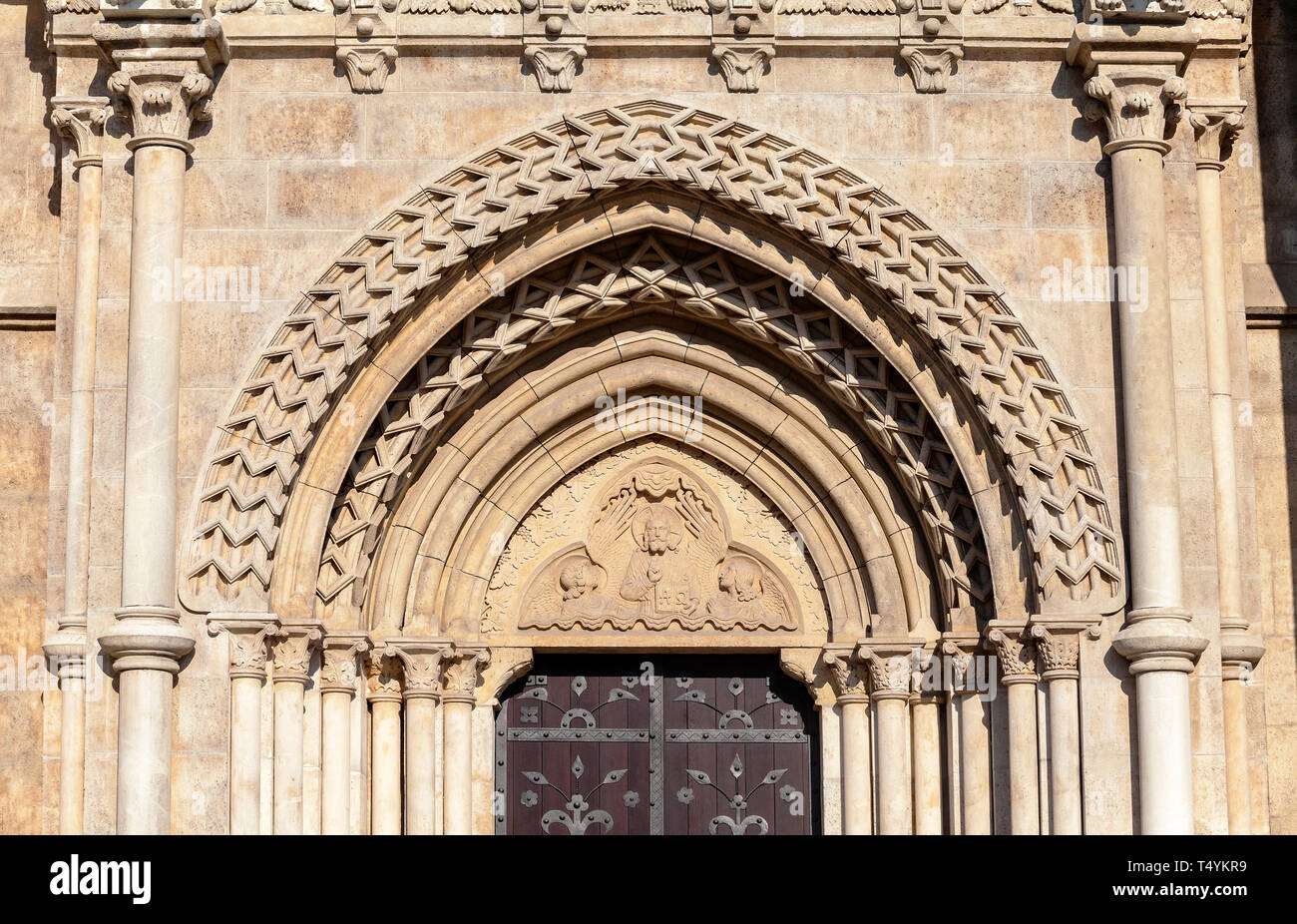 Budapest, Matthias Church, detail of an entrance Stock Photo